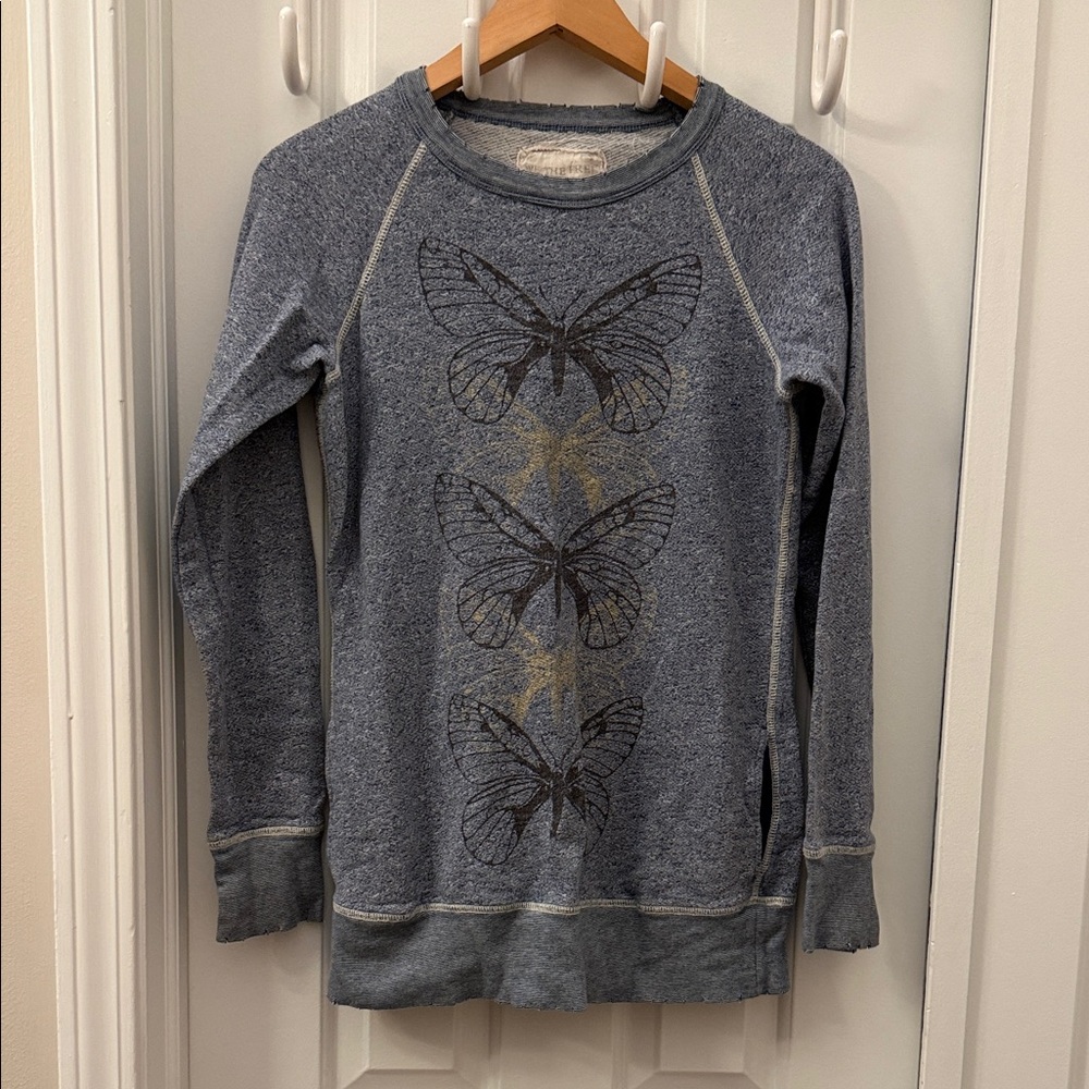 We The Free Blue Butterfly Print Women's Sweatshirt